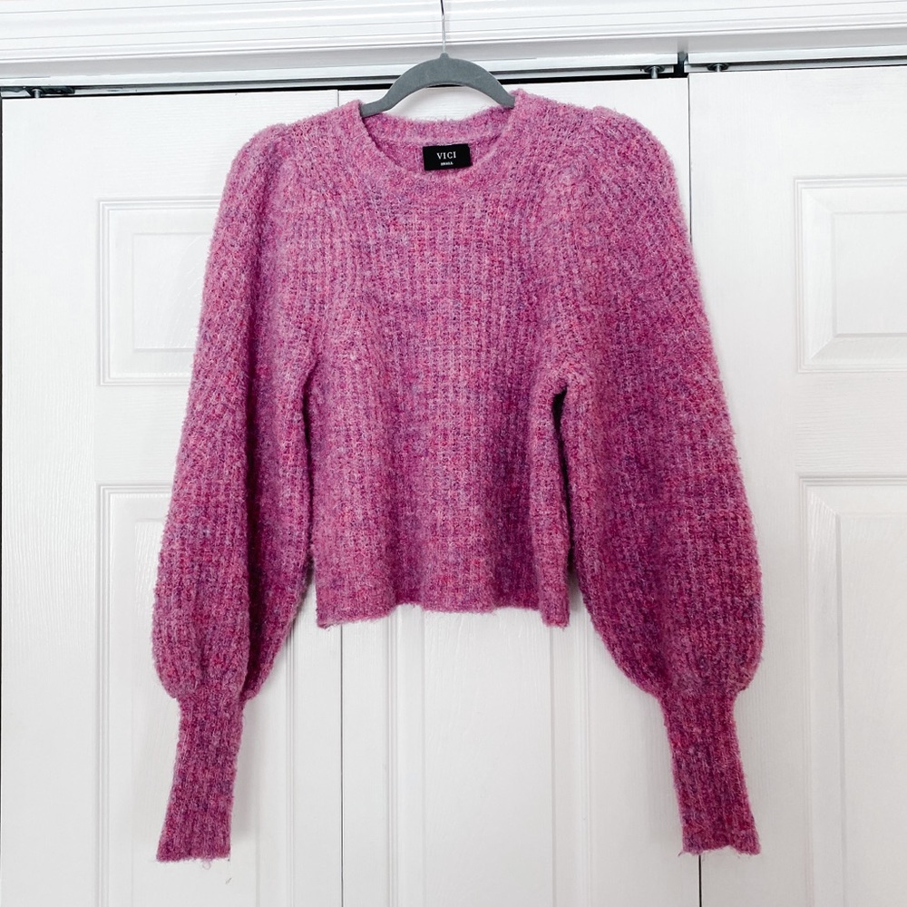 Vici magenta balloon sleeve sweater